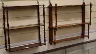 Two small mahogany two tier wall brackets W.48cm, 69cm