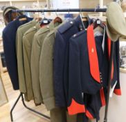 A collection of Royal Army Ordnance Corps Major's service and mess dress uniforms, comprising