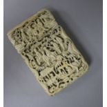 A Cantonese carved ivory calling card case a.f. (small piece missing) 10.5cm