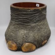 An early 20th C Elephants Foot waste paper bin. Provenance: item has been in the vendors family in