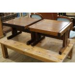 A pair of teak coffee tables, W.152cm