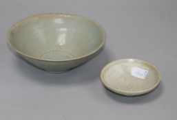 A Chinese Song Qingbai bowl and a Ding type bowl 17cm diam