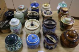 A Royal Doulton ship-decorated tobacco jar and 15 other tobacco jars, various (16)