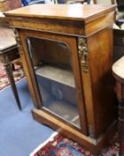 A 19th century walnut and marquetry pier cabinet (glass a.f.) W.77cm