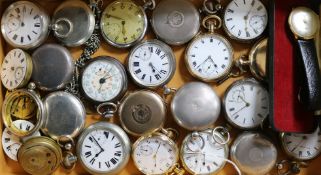 A quantity of assorted pocket watches, movements etc. including silver and gold plated.