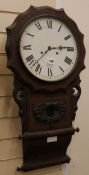 A late 19th century American wall clock W.41cm