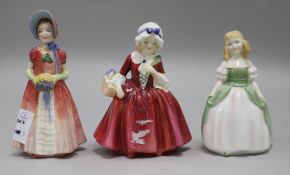 Blue & White Royal Doulton figures - Diana HN, Lavinia HN1955 and Penny HN2338 (2)