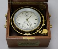 A German ship's clock / chronometer height 18cm width 18.5cm depth 18.5cm