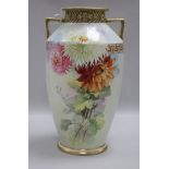 A Japanese hand painted porcelain vase height 31cm