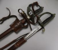 Two George V officer's swords, in leather scabbards 102cm