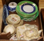 A Ridgway part dessert set, Masons teawares and blue and white pottery