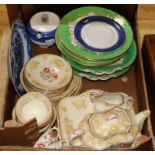 A Ridgway part dessert set, Masons teawares and blue and white pottery