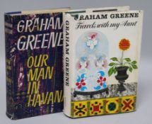 Greene, Grahame - Our Man in Havana, 1st edition, 8vo, cloth with d.j., London 1958 and Travels with