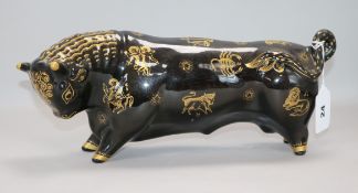 A Wedgwood Barlaston Zodiac black bull height 15cm width 35cm