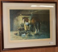 David Shepherd a limited edition print number 404/850 'The Old Forge' 49 x 67cm.