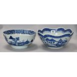 Two Chinese blue and white bowls Diam 24cm