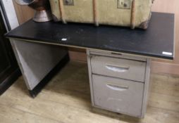 A 1960's metal desk W.123cm