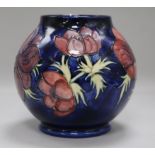 A Moorcroft blue bulbous vase height 18cm