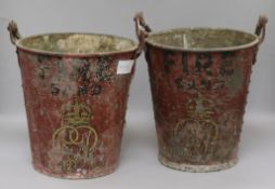 A pair of Railway fire buckets, 19th century