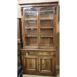 An early Victorian mahogany secretaire bookcase W.120cm