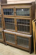 A Minty oak leaded glass bookcase W.89cm