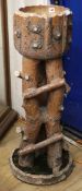 A Victorian stoneware rustic planter and pedestal W.35cm