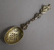 A Victorian silver ornamental sifter spoon by Charles & George Fox, London, 1853, 18.2cm.