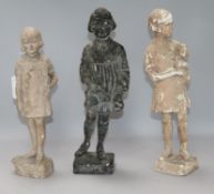 Elsie March (1884-1974), three terracotta figures of children, one inscribed 'Peter', one signed and