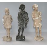 Elsie March (1884-1974), three terracotta figures of children, one inscribed 'Peter', one signed and