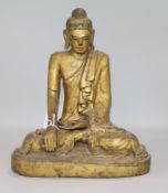 A Burmese giltwood Buddha, height 26cm