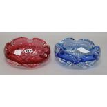 Two Studio glass bowls in red and blue