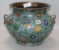 A Japanese champleve enamel jardiniere height 24cm diameter 13cm