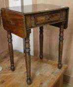 An early Victorian mahogany drop flap bedside table W.53cm