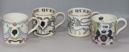 A Ravilious Coronation mug and three others