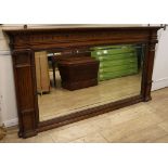 A late Victorian oak overmantel W.192cm