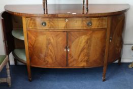 An Edwardian Regency style demi lune cabinet W.168cm