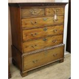 A George III mahogany chest on chest (cut down) W.111cm