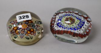 Two millefiore paperweights
