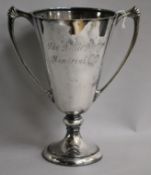 A silver two-handled trophy cup