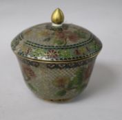A plique a jour lidded bowl and cover height 10cm