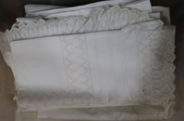 French provincial sheets and a pair of pillow cases and table cloths