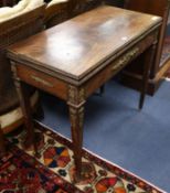 A 19th century French ormolu mounted card table W.86cm