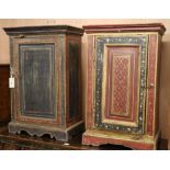 A pair of Indian painted pot cupboards W.52cm and 48cm