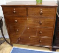 A Regency mahogany straight front chest, fitted two short and three long drawers W.115cm