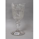 A Stourbridge cut glass goblet 19.5cm