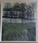 Lesley Ann Gorton, 1967, landscape with trees, 60 x 50cm.