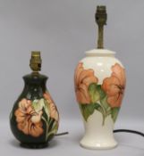 Two Moorcroft lamps tallest 28cm