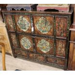 An Indian painted pine cupboard W.120cm