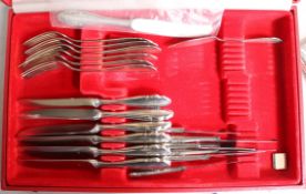 A cased set of WMF 800 white metal cutlery for six and one other case of similar WMF plated cutlery,
