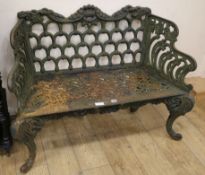 A cast iron garden bench W.116cm